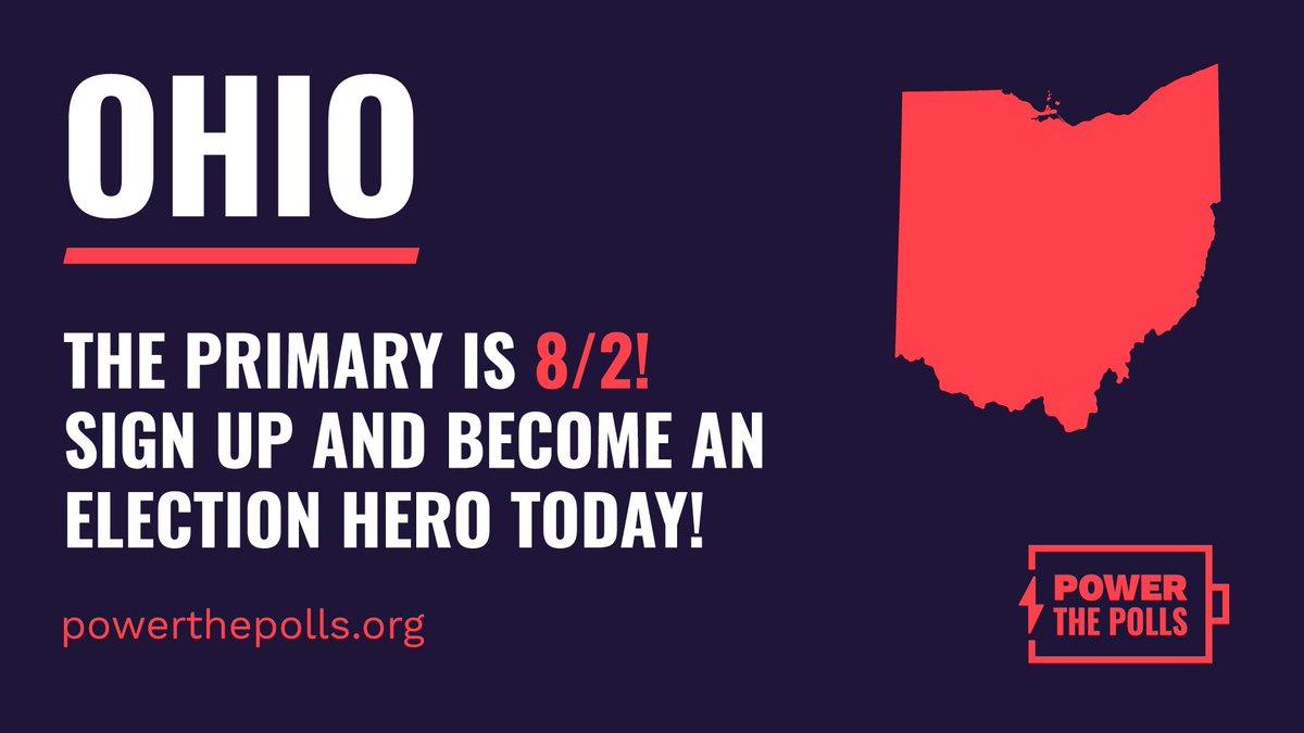 Ohio needs poll workers!! 🗳🗳
Sign up today to work the polls on August 2nd to ensure that your local elections run smoothly! 
#PowerThePolls
