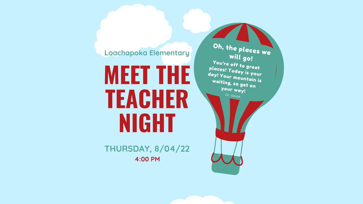 Meet the teacher night is Thursday, 8/04/22 at 4:00 PM.  We can't wait to see everyone!