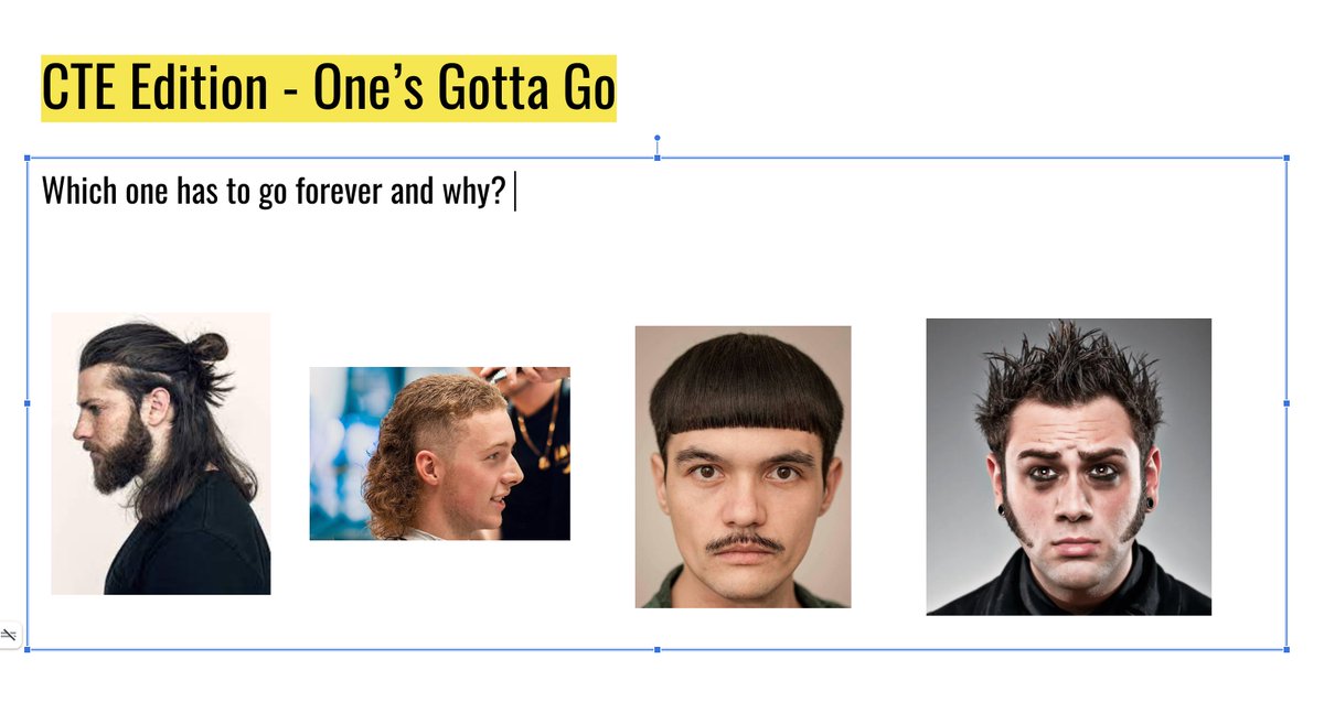 kteachcampbell's tweet photo. Since high schoolers need brain breaks too. Here is a CTE Edition of: One's Gotta Go for Barbering. Does anyone use something like this in their #cteclassroom? How does it work for you? #hayscte https://t.co/bb4EUacrss