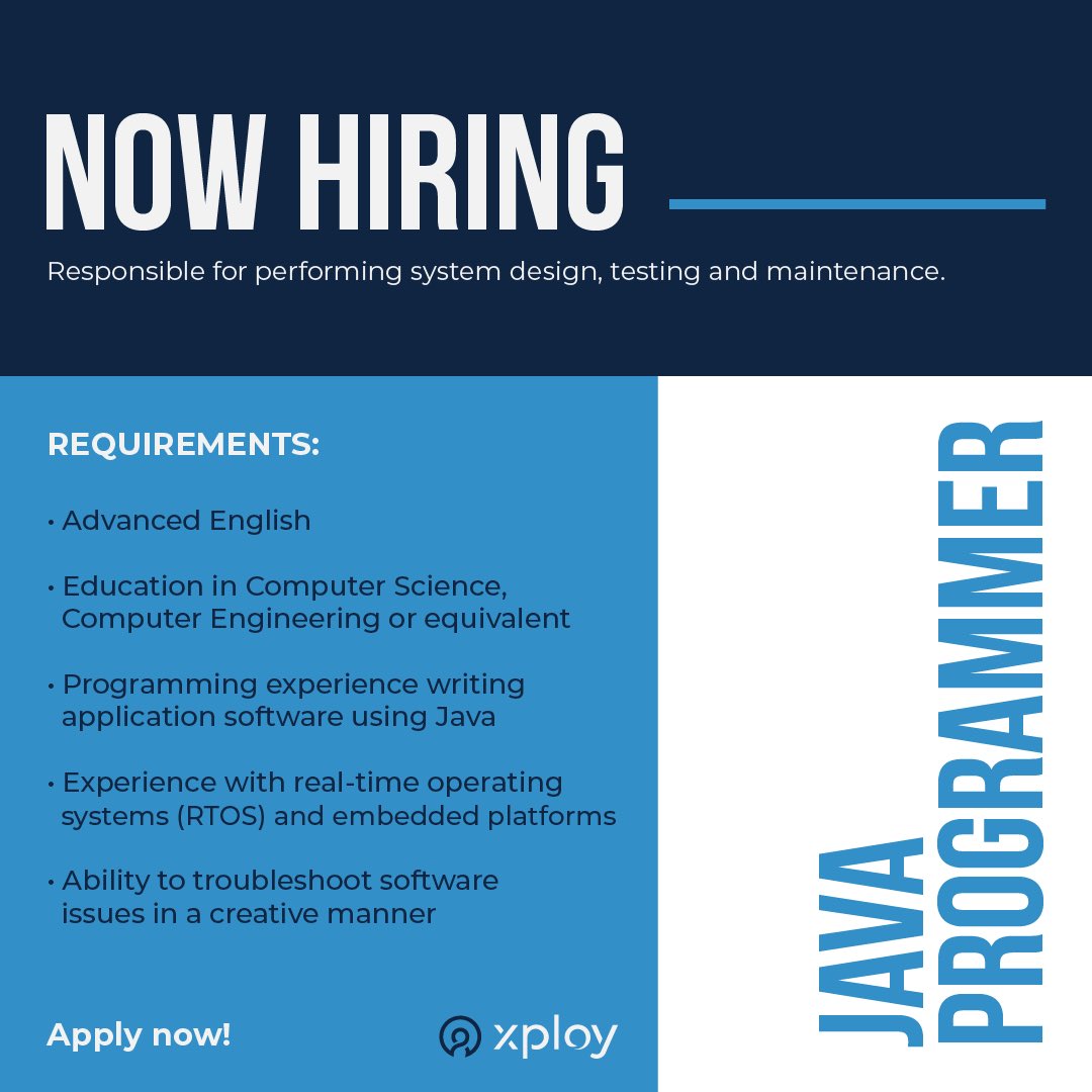 XploySolutions's tweet image. Two languages required: English and Java. 💻 If you are the Java Programmer we’re looking for, don’t miss the chance to upgrade your career with a US based company. 😳
Apply now, link in bio. 🎯
#xploysolutions #xployee #xpandtheteam #werehiring #jobsatdr #santodomingo