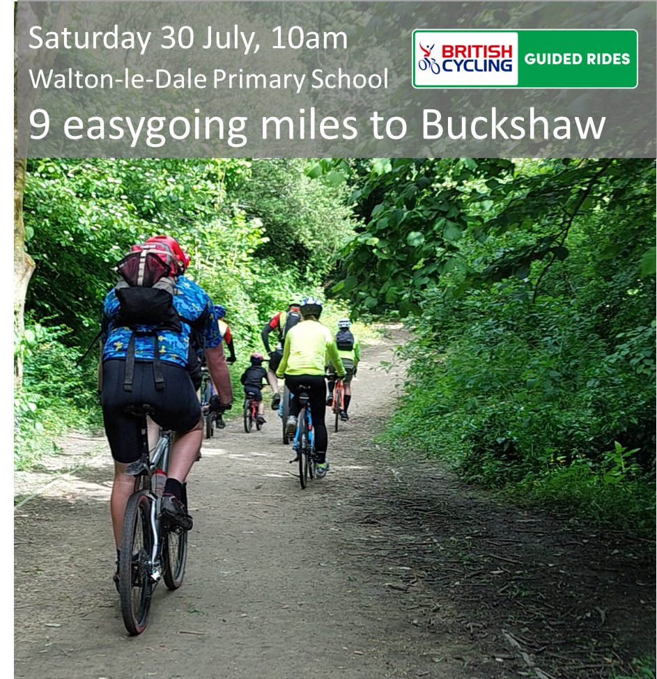 Our Saturday guided ride this week is an easygoing 9 miles to Buckshaw, perfect starter ride, book online at letsride.co.uk/rides/destinat…
