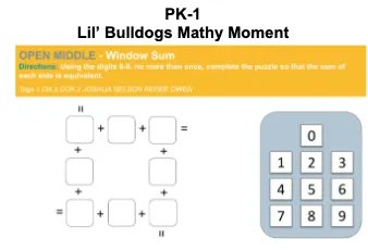SMFSchools's tweet photo. Here are your Bulldog Mathy Moments for this week! We can't wait to see what you come up with! Post your responses and let us know that you got it! #BulldogMathyMoments #MathRocks https://t.co/DVS2aUFAd9