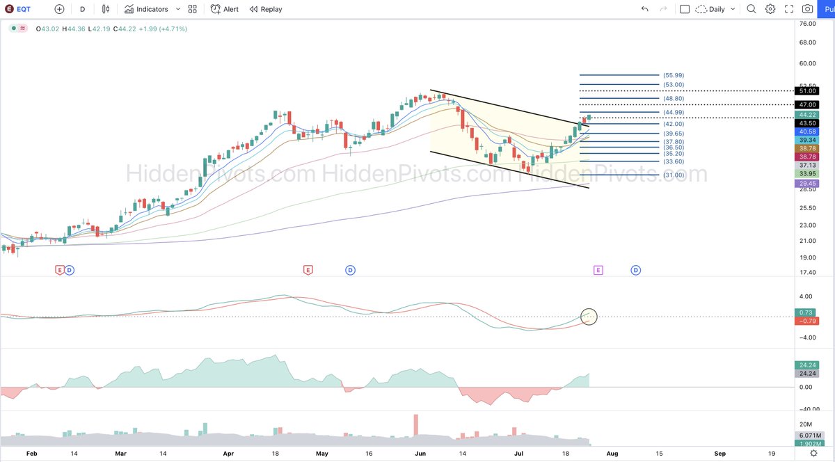 HiddenPivots's tweet image. $EQT daily ⬆️ solid n steady breakout follow through off HP $42 long trigger.
#HPchartroom