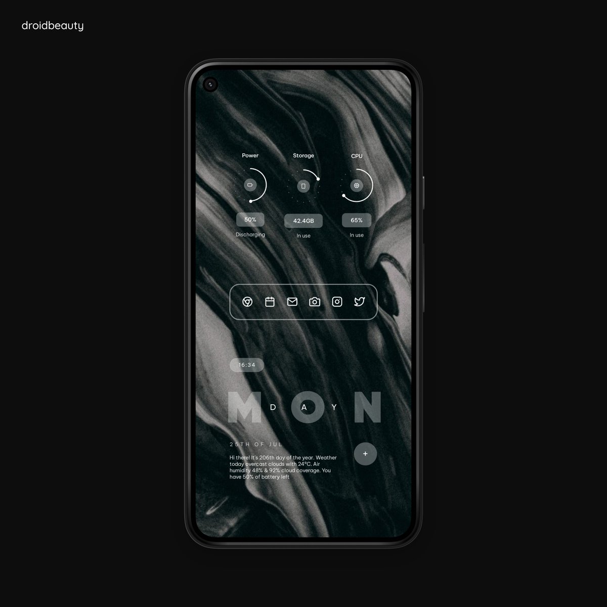 droidbeauty's tweet photo. Setup for today. Widgets coming soon 👀

#kwgt #klwp #theme #setup #wallpaper #minimal #layout #kustom #custom #android #design #widget #ui #adobe #mockup #mobile https://t.co/WLttaPd6vn
