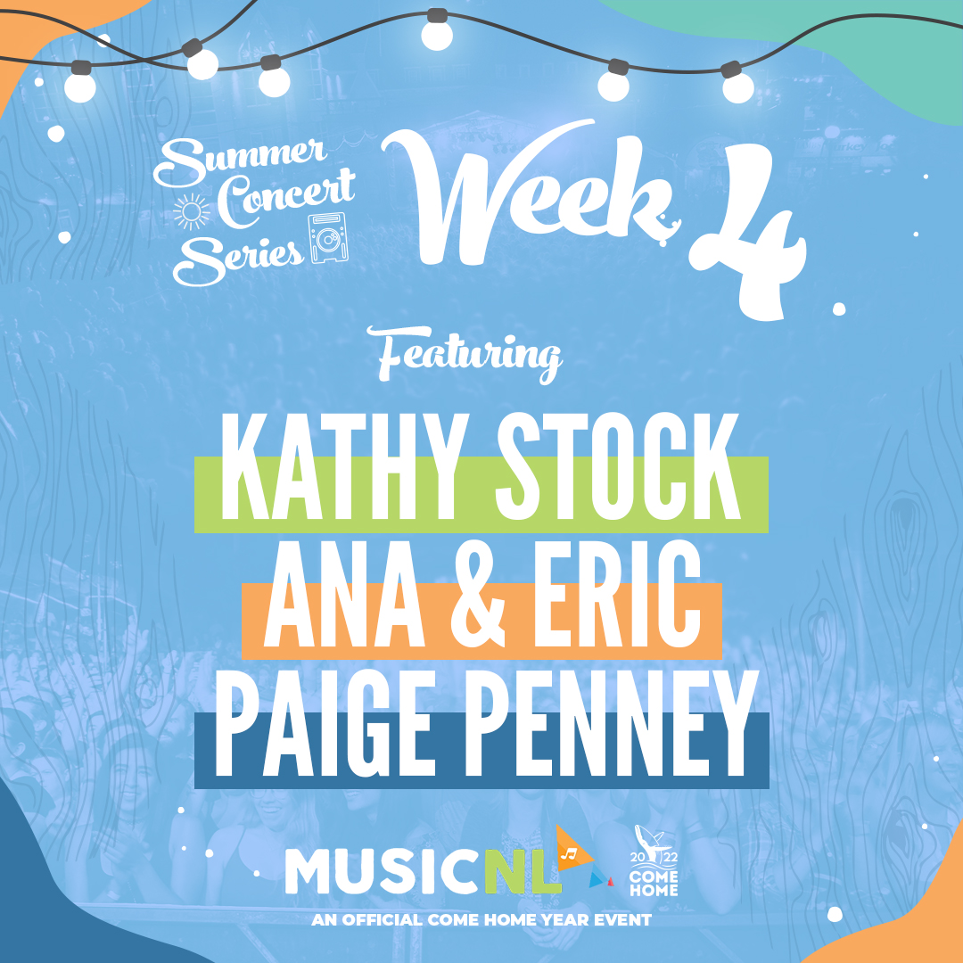George Street (@georgestlive) on Twitter photo SUMMER CONCERT SERIES!🎵🌞🎶
WEEK 4: TUES. July 26: 6-9pm
<a href="/kathystock/">Kathy Stock</a>
@anaericmusic
<a href="/PaigePenney/">Paige Penney</a>
⭐️FREE & ALL-AGES!
⭐️OFFICIAL COME HOME 2022 EVENT!
⭐️Info @ bit.ly/39ECruq
Brought to you by: <a href="/ComeHome2022/">Come Home 2022</a>, <a href="/GovNL/">Government of Newfoundland & Labrador</a>, & <a href="/_MusicNL_/">MusicNL</a> !
#ComeHome2022 #LoveDowntownStJohns SUMMER CONCERT SERIES!🎵🌞🎶
WEEK 4: TUES. July 26: 6-9pm
<a href="/kathystock/">Kathy Stock</a>
@anaericmusic
<a href="/PaigePenney/">Paige Penney</a>
⭐️FREE & ALL-AGES!
⭐️OFFICIAL COME HOME 2022 EVENT!
⭐️Info @ bit.ly/39ECruq
Brought to you by: <a href="/ComeHome2022/">Come Home 2022</a>, <a href="/GovNL/">Government of Newfoundland & Labrador</a>, & <a href="/_MusicNL_/">MusicNL</a> !
#ComeHome2022 #LoveDowntownStJohns