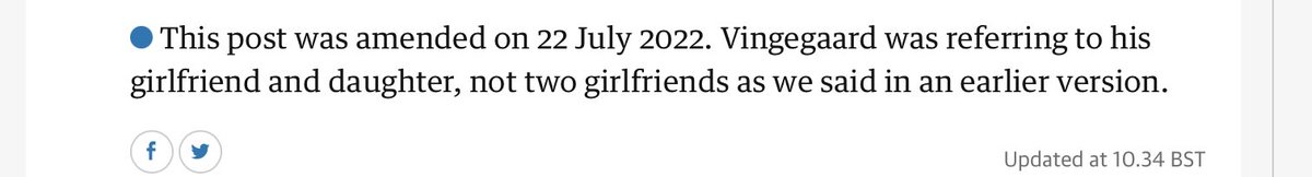 The Tour De france winner Jonas Vingegaard dedicated a stage win last week to “his two girls” leading to this brilliant correction in the Guardian: