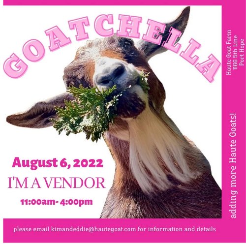 calesvan1's tweet photo. August 6th 2022! Port Hope Ontario #goatchella #hautegoat #farm #vendorsandgoats
#calesvanhandmade #calesvan https://t.co/IatNxpG6rI