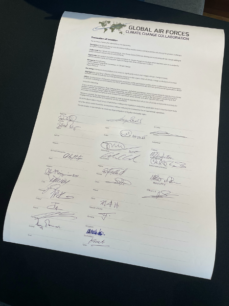 Declaration of Intention to respond to the urgent threat of #climatechange, signed by senior air and space chiefs from around the world at the Global Air Chief's Summit in London <a href="/GAFCCC/">GAFCRSC</a>