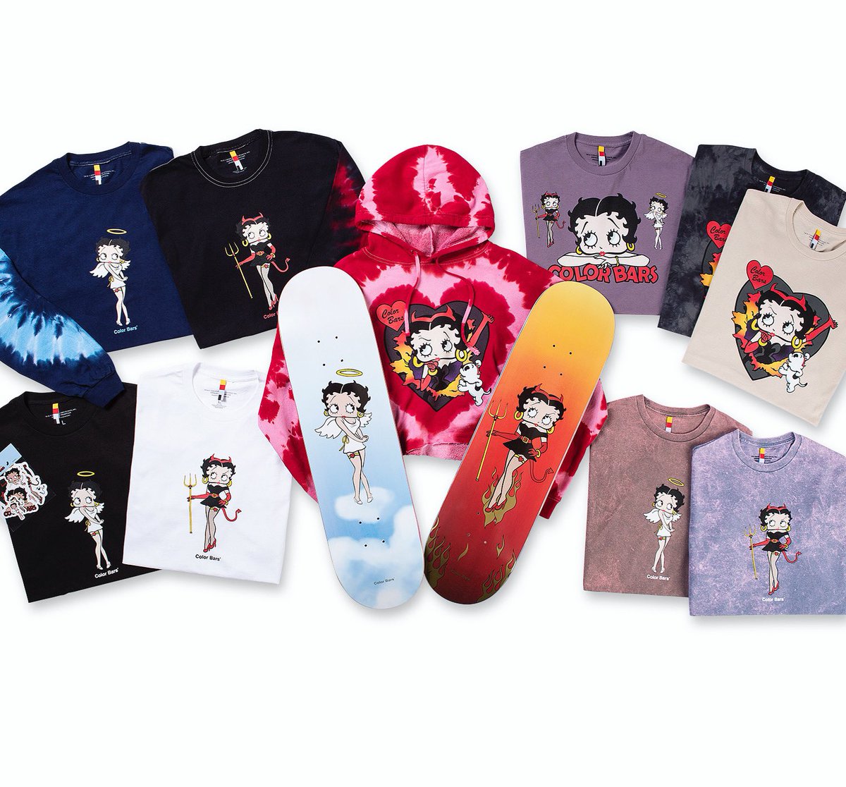 bettyboopnews's tweet photo. The new Color Bars X Betty Boop collection is available now! ❤️🔥 
Good vs. Evil 
Find it at https://t.co/9W4iFgEElJ

#bettyboop #collab #colorbarsmerch #colorbars #streetstyle #style #bettyboopstyle https://t.co/OlvDFtQG22