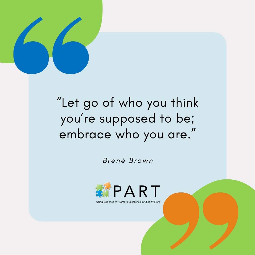 "Let go of who you think you're supposed to be; embrace who you are." - Brené Brown

#MondayMotivation #CriticalThinking #MotivationalQuotes #ChildWelfare #ChildProtection