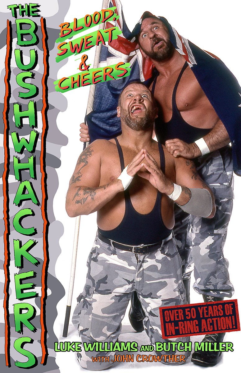 Let's kick off the week with a cover reveal for 'Blood, Sweat & Cheers,' my forthcoming biography on #WWE Hall of Famers -- #TheBushwackers, Luke & Butch. Cover A credits to George Napolitano for the classic photo & to Adam Riches for the fantastic logo #wrestling