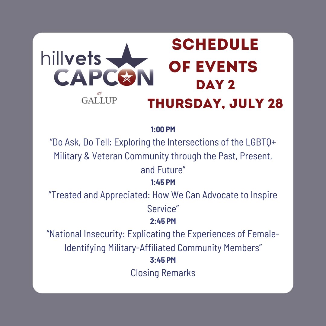 HillVets's tweet photo. You've waited patiently for it, and HERE IT IS!
The FULL AGENDA for this week's @HillVets #CAPCON_7 at @Gallup
You don't want to miss this amazing lineup of #experts, #innovators, & #leaders
Have you registered yet?
https://t.co/KHP0vkwRaE
#LEAD #Cohort7 #conference #DCEvents https://t.co/JdPgpxzJMr