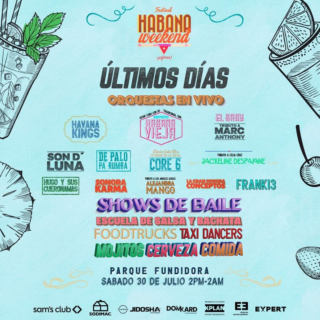 tiemporegionl's tweet photo. 🇨🇷🇲🇽🇨🇺 Festival #HabanaWeekend  te lleva a bailar 💃😍🕺con su paquete de pareja de $480, este 30 de julio en el @parquefundidora

🎟🎟Boletos en @SuperboletosMx

#tiemporegio #mexico #monterrey #habanaweekend #festival #paquetepareja #promoción #últimosdías #comparte #siguenos https://t.co/hEqmFHEAe0