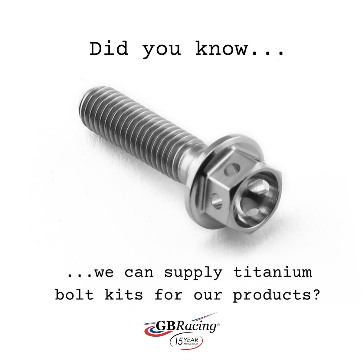 GBRacingEU's tweet photo. We're all about providing the perfect protection package for your motorcycle — so we've sourced a selection of top quality titanium bolts for the world's best bolt-on secondary engine covers... https://t.co/EQ1WQq1S99 #titanium #bolts #racespec #bling https://t.co/HT4h7f3TNj