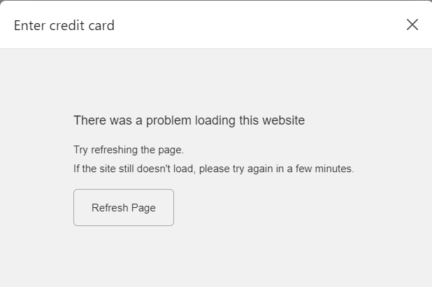 myturtlepie's tweet photo. @ShopifySupport Credit Card payment processing is down in the Shopify Admin when collecting payment for Draft Orders. We've tried refreshing, hard-refreshing and emptying the cache, and different browsers -- all to the same effect. Major, mission-critical failure for our customer https://t.co/7E1B4ETMQu