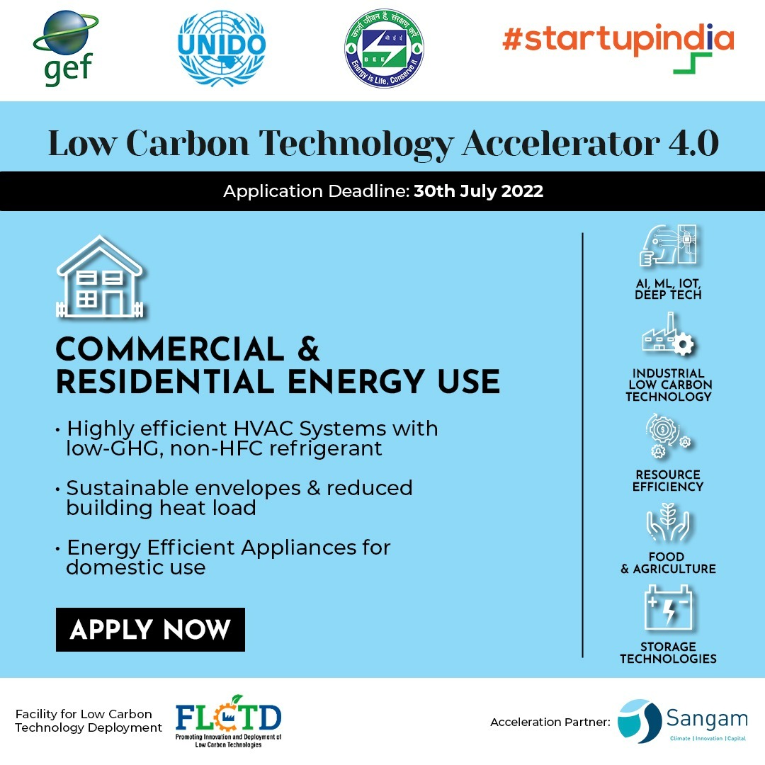 Another sector in the #FLCTDAccelerator4 is ‘Commercial Low GHG Tech’. If you are a #startup that fits in this category, then apply now and register here LINK before 30th July. 

@UNIDO @beeindiadigital  @theGEF  @startupindia  @TheFLCTD  @SangamVentures