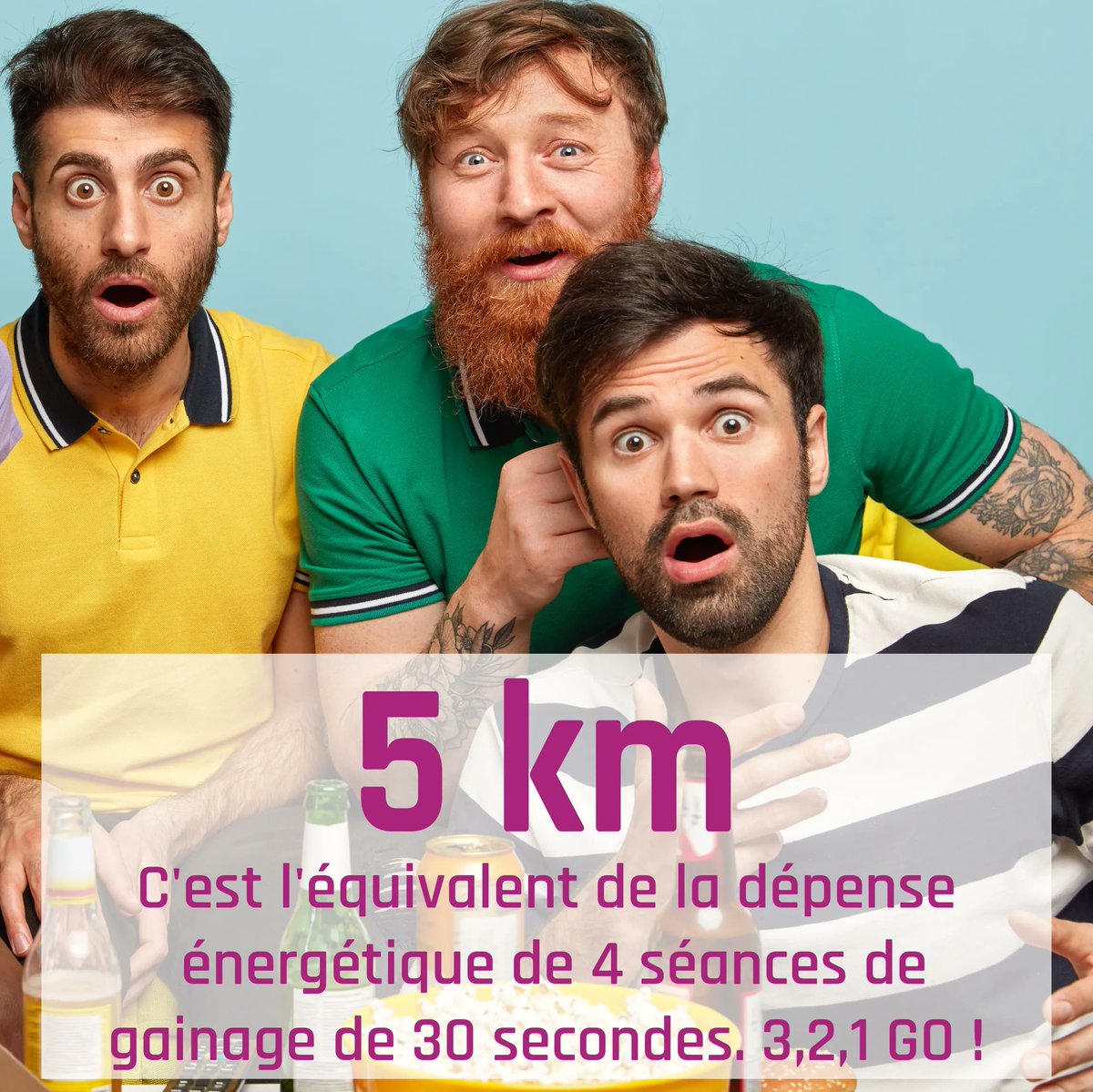 👟Défi Mouv'On ❤️ :  En faisant 4 séances de gainage de 30 secondes, tu dépenses la même énergie que pour 5 km à vélo. Incroyable, non ? Le gainage a de nombreux bienfaits : tonifier ton corps, prévenir les maux de dos, évacuer le stress...  
Et toi, combien de temps tiens-tu ?