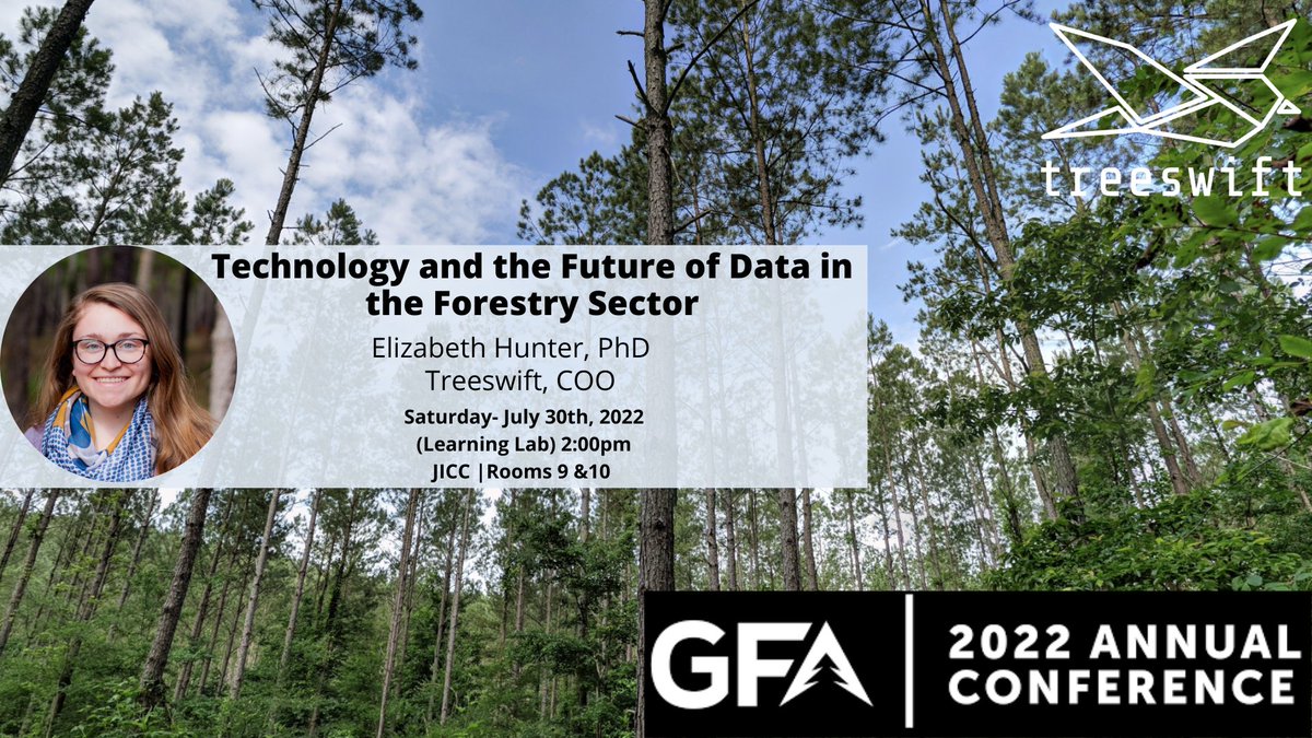 Treeswift (@treeswifttech) on Twitter photo Next week <a href="/Treeswift/">Gokul Ramani</a> will be attending the 2022 Georgia Forestry Association annual conference! We will be at booth #16. Don't miss our COO & Co-founder, Elizabeth Hunter, speak during the learning lab, "Technology and the Future of Data in the Forestry Sector."
#GFA #Forestry Next week <a href="/Treeswift/">Gokul Ramani</a> will be attending the 2022 Georgia Forestry Association annual conference! We will be at booth #16. Don't miss our COO & Co-founder, Elizabeth Hunter, speak during the learning lab, "Technology and the Future of Data in the Forestry Sector."
#GFA #Forestry