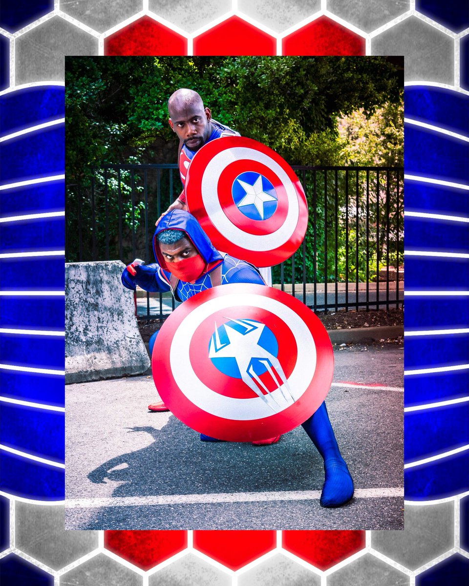 TheNeonSpidey's tweet photo. This multiverse stuff is getting outta hand…makes for a good team up though.
•
Super Soldier: @SanoTheLantern
📸: @tyjostudio
•
#CaptainSilk #SuperSoldier #SpiderShield #CaptainAmerica #Silk #SpiderMan #Marvel #SexyNerdMovement #NeonSpidey #SanoTheLantern #BlerDCon https://t.co/mDCEggx3tU