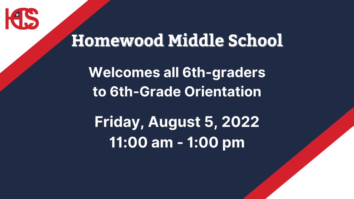We look forward to meeting all of our 6th-grade Patriots on Friday, August 5th. We will start off in the cafeteria at 11:00 am. See you then! #hwdms #WeAreHWD