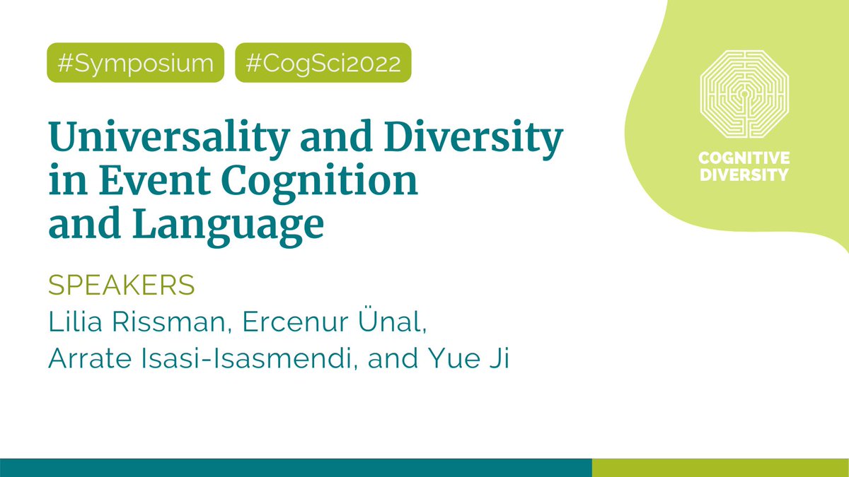#MarkYourCalendars
#Symposium  at #CogSci2022

Universality and Diversity in Event Cognition and Language
🗓 July 30
⏰  8:30-10:10 EDT
👤 <a href="/wugtask/">Lilia Rissman</a>, <a href="/ErcenurUnal/">Ercenur Ünal</a>, <a href="/ArrateIsasmendi/">ArrateIsasi</a>, and Yue Ji (chair)

ℹ️ cognitivesciencesociety.org/program/