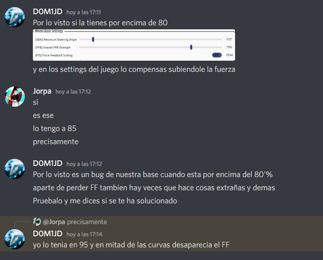 itsjorpa_10's tweet photo. Solución para la gente que tenga problemas con el FFB del Fanatec.

Resulta que un FFB por encima de 80% causa como un bug que hace que desaparezca en mitad de curva.

Dadle difusión para ayudar a la mayor gente posible. 

Grande y gracias crack @DomiJD_ https://t.co/QirMy3PIrE