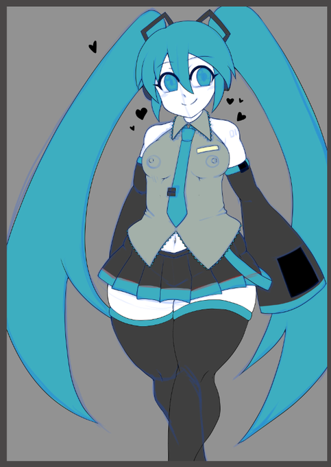 ミクちゃん(秋津ナイズ)描いてる 