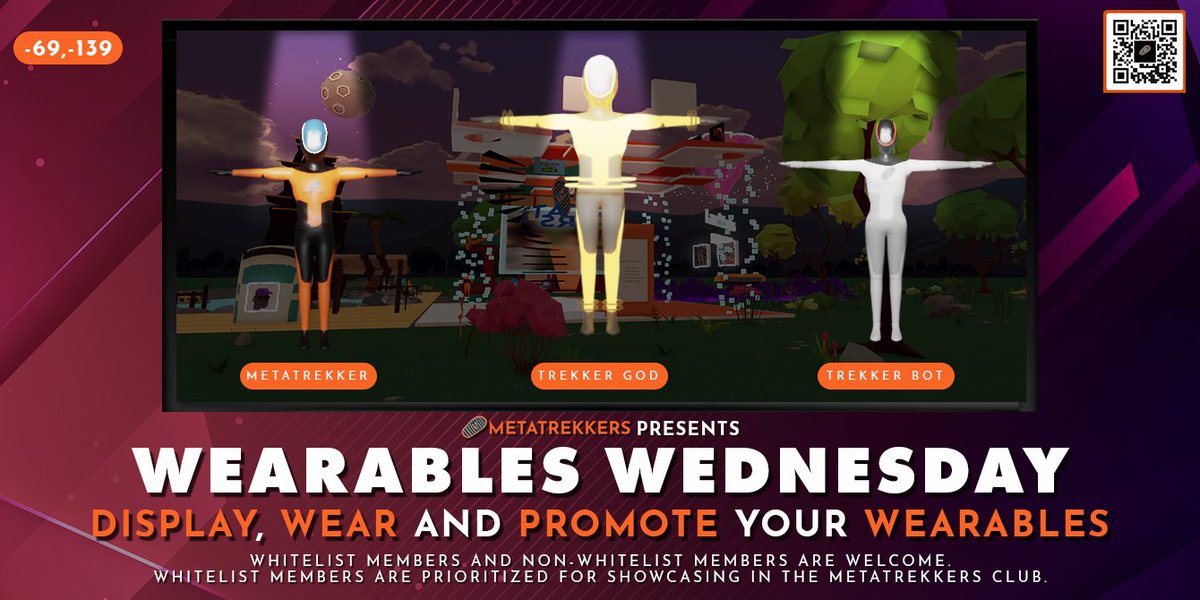 MetaTrekkers's tweet photo. Slots for this week are almost full! Best time to show off your best suit at #MTWearableWednesday!
If you want to showcase your #wearable in our #Decentraland Club, just:
✍️Comment a picture of your #wearable
✅Follow @MetaTrekkers
✅RT this post https://t.co/odEmPGzD78