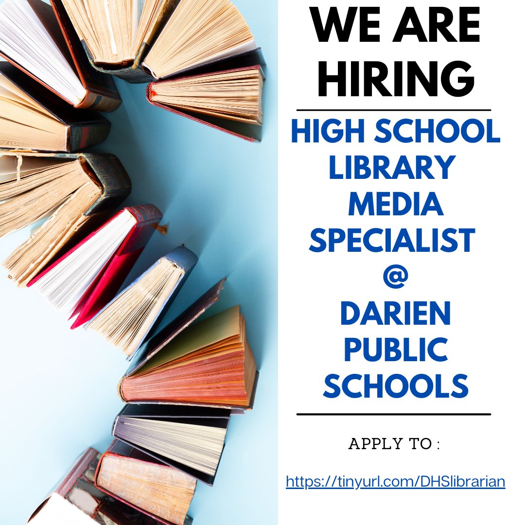 drmcgettigan's tweet image. Want to be part of a #futurereadylibrary ? tinyurl.com/DHSlibrarian #librarians 
@CES_Connecticut #aasl @ctcasl #learningcommons @ALALibrary #tlchat #ALAAC22 @aasl #casl #futurereadylibs ❤️💡🚀👩‍💻🌏📖