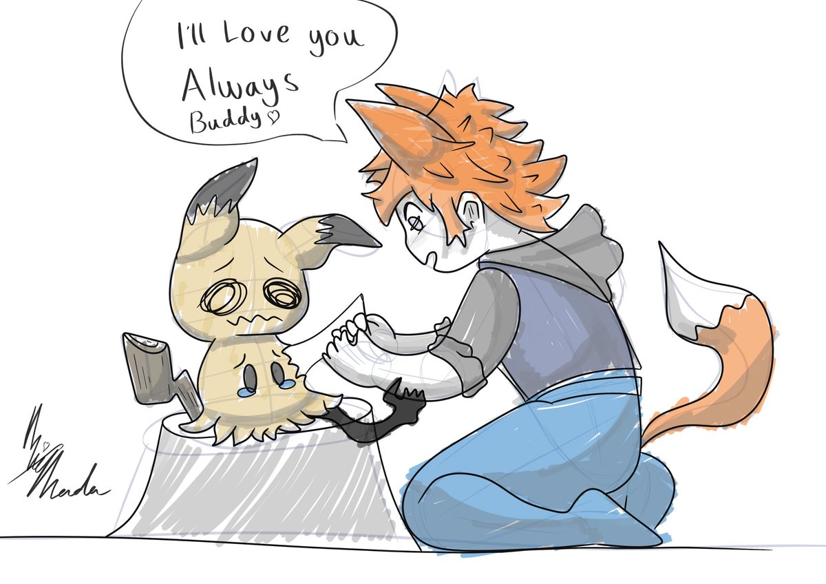 heyitsmadara's tweet image. Little doodle i did tonight mimikyu and my OC. Mimikyu deserves the world and so much more love. #pokemon #mimikyu