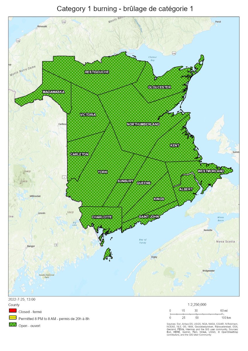 Burning conditions are valid from 2 PM July 25th to 2 PM July 26th.

All counties are open for burning.
