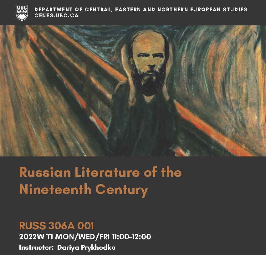 cenesubc's tweet photo. In RUSS 306A, students will witness an intricate interplay b/w human passions, reason, aspirations &amp; duty from the great Russian writers of the 19th century, including #Pushkin, #Gogol, #Lermontov, #Dostoevsky, #Tolstoy, #Leskov and #Chekhov. @ubc_english https://t.co/3nKwLiqjVO https://t.co/h0EBK07vZ8