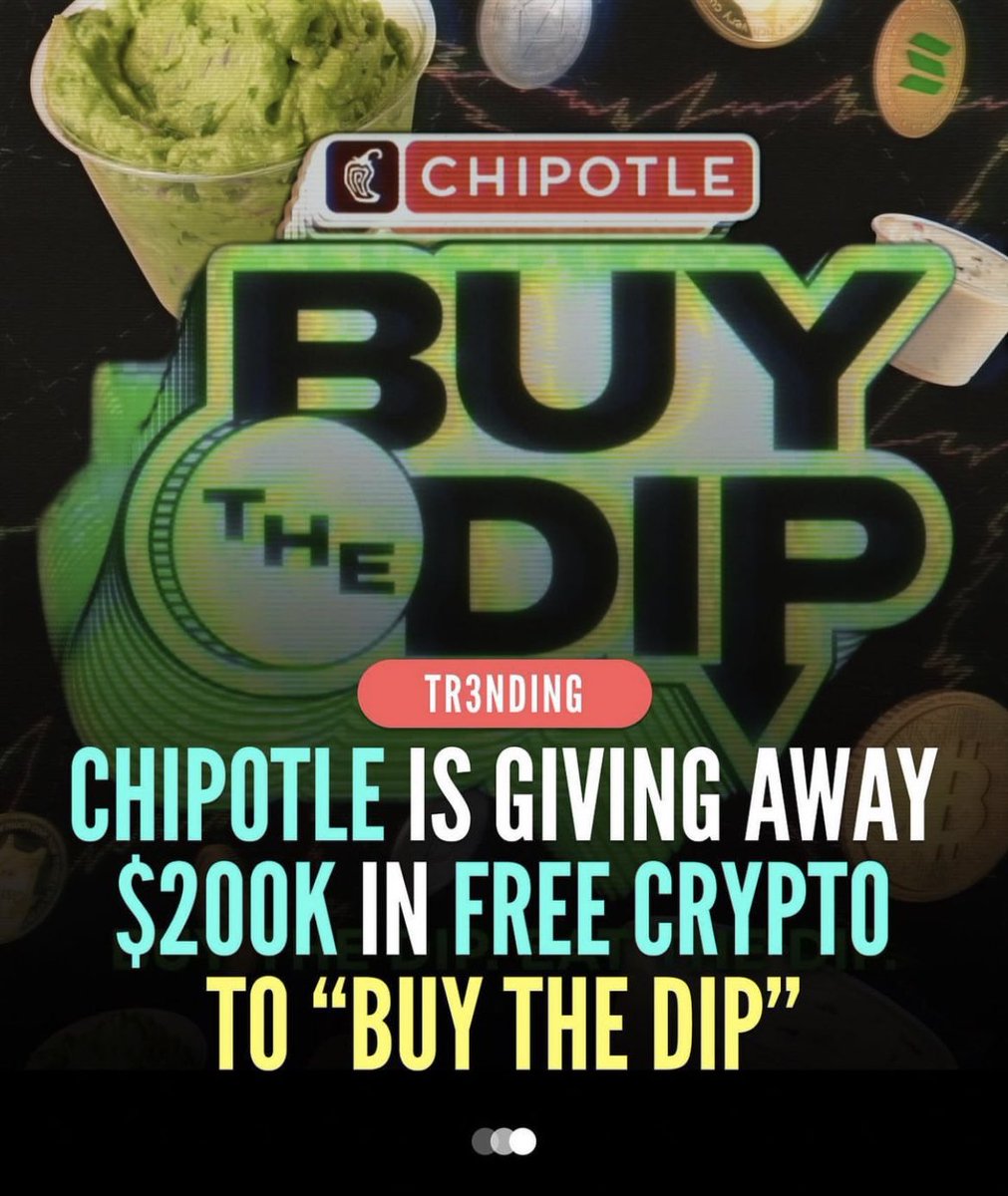 showmethenft's tweet photo. This is class from @ChipotleTweets making crypto relevant to their brand and a real value exchange for fans #Crypto #buythedip https://t.co/zMKQQSpfAP