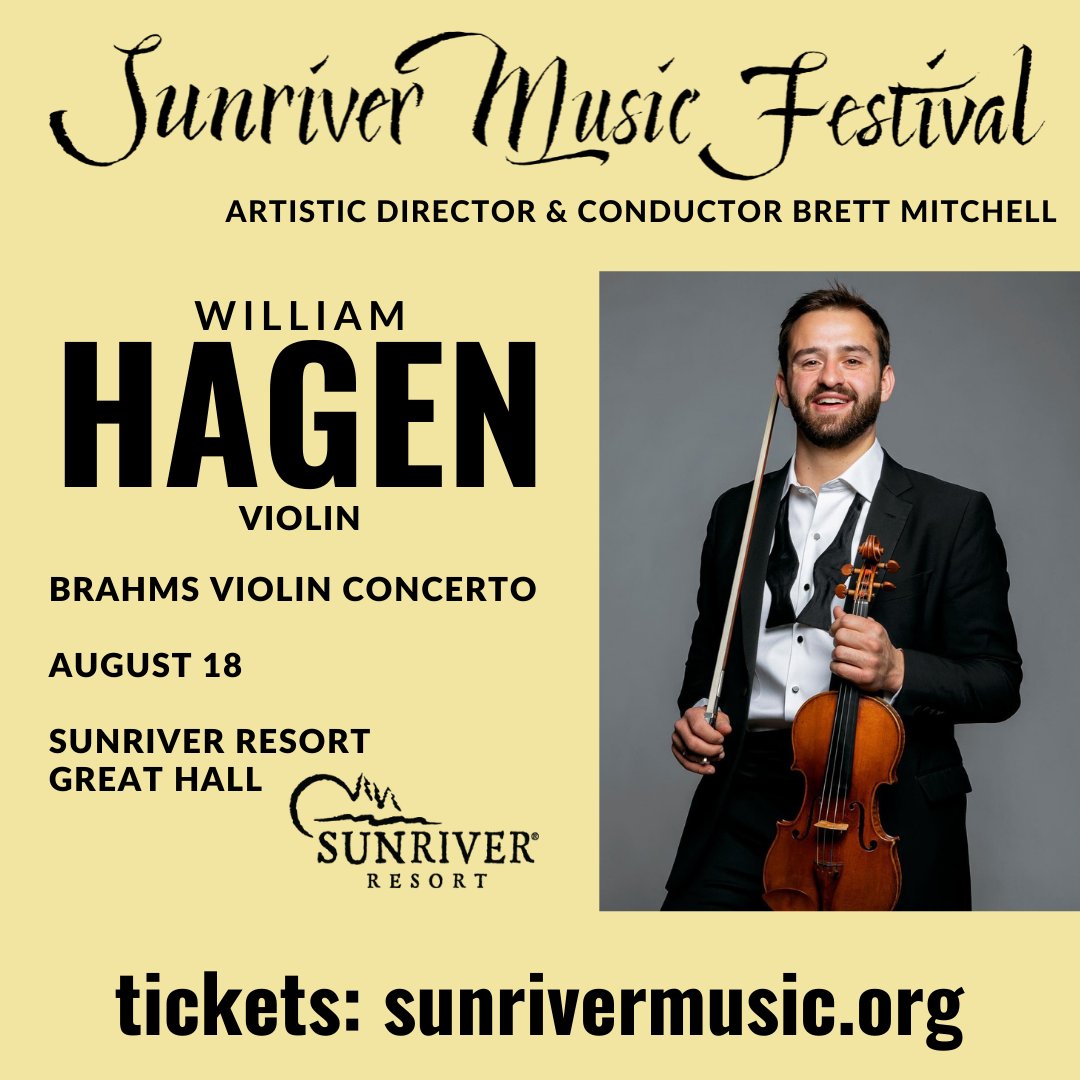 A Summer Festival series would be incomplete without a violin concerto! William Hagen, a seasoned international performer hailed as a “brilliant virtuoso…”, joins the Festival Orchestra for Brahms’ iconic Violin Concerto, August 18 at the Great Hall. sunrivermusic.org.
