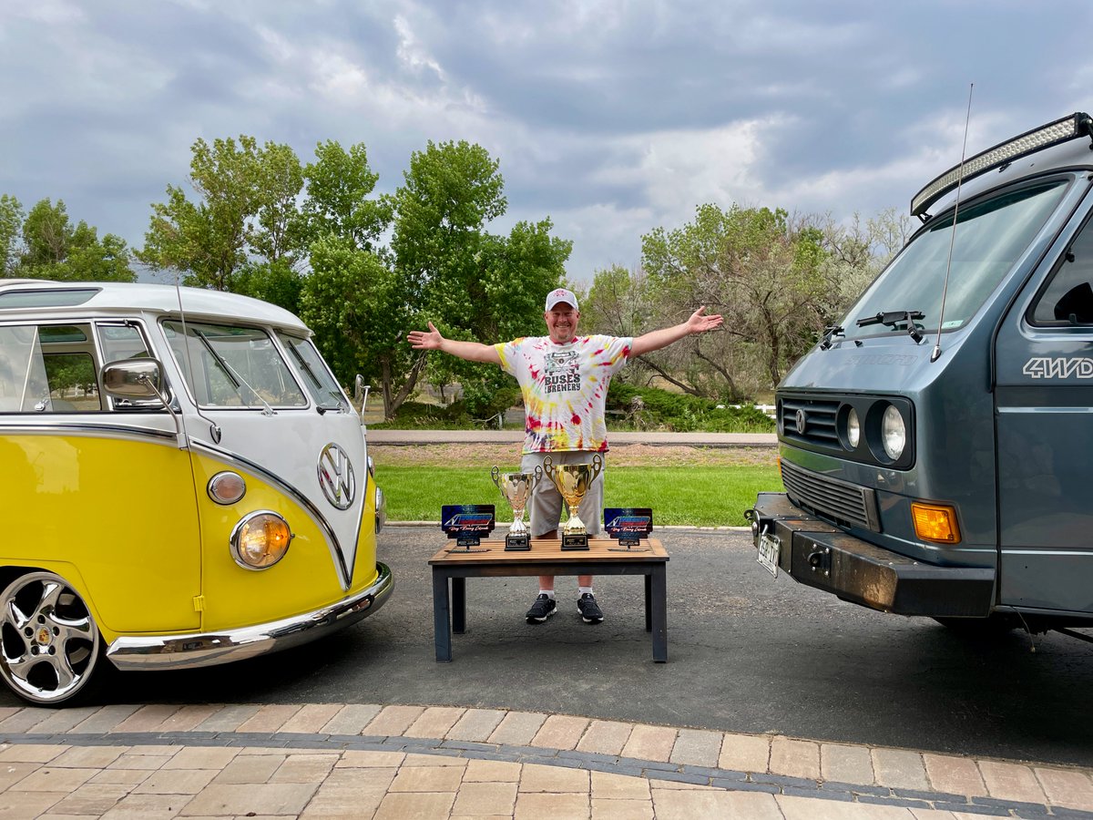 mraible's tweet photo. I'm back from summer vacation today and feeling fantastic! #HefeTheBus won Best of Show, Best Interior, and his class at the Colorado Bug-In yesterday!!
Winning Best of Show at the Bug-In was a bucket list item for me when I bought him way back in 2004. So proud! π₯³ #vwbus https://t.co/Vm4p1KQNcl