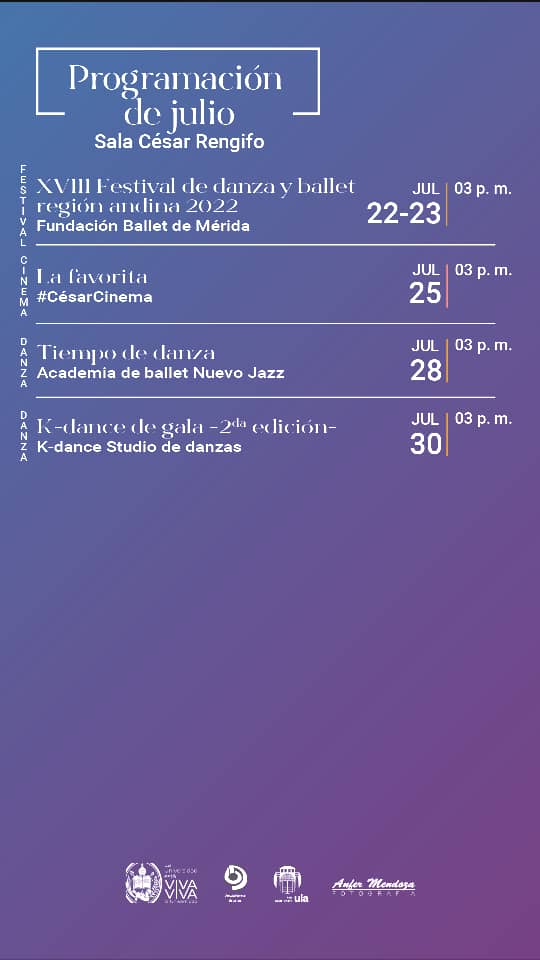Julio 2022 aún no finaliza, éstas son las actividades culturales de fin de mes. ¡Asiste al teatro! #Cultura #ULA #CésarRengifo