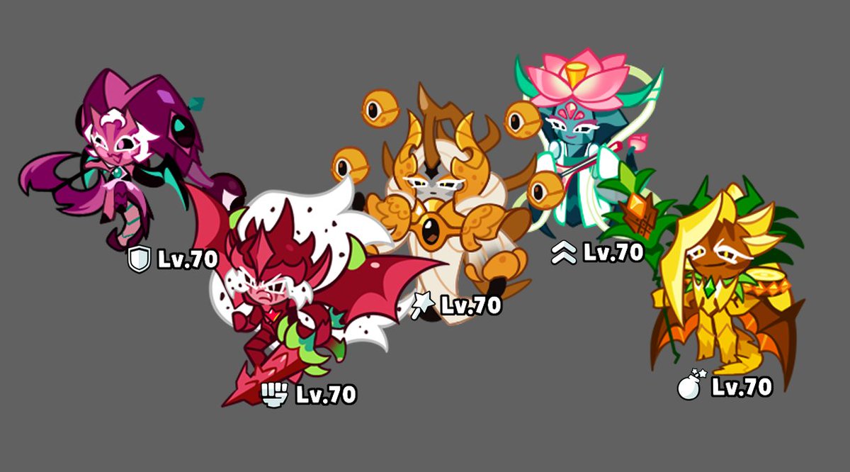 I made them sprites in Kingdom style with my speculative role and position!! Made by me :3

#cookierun #cookierunkingdom #pitayadragoncookie #ananasdragoncookie #lotusdragoncookie #lycheedragoncookie #longandragoncookie