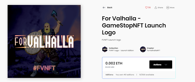 ForValhallaNFT's tweet photo. If you hold one of the #FVNFT @GameStopNFT Launch Day #LogoNFT, you are eligible for a giveaway 7/31!
Snapshot of holders will be taken 7/30 8 PM PST
There are still several available 👇👇
🚨https://t.co/vUO5kw8lT2🚨
#ForValhalla #LRC #ETH #L222 #GameStopNFT ⚔️🗡️🛡️ https://t.co/9sBHq5fQ9f