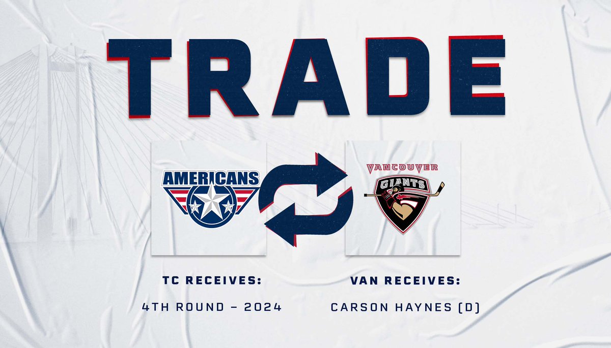 The Americans have traded defenseman Carson Haynes to the Vancouver Giants.

Details 🔄 » bit.ly/3vaWYOQ
