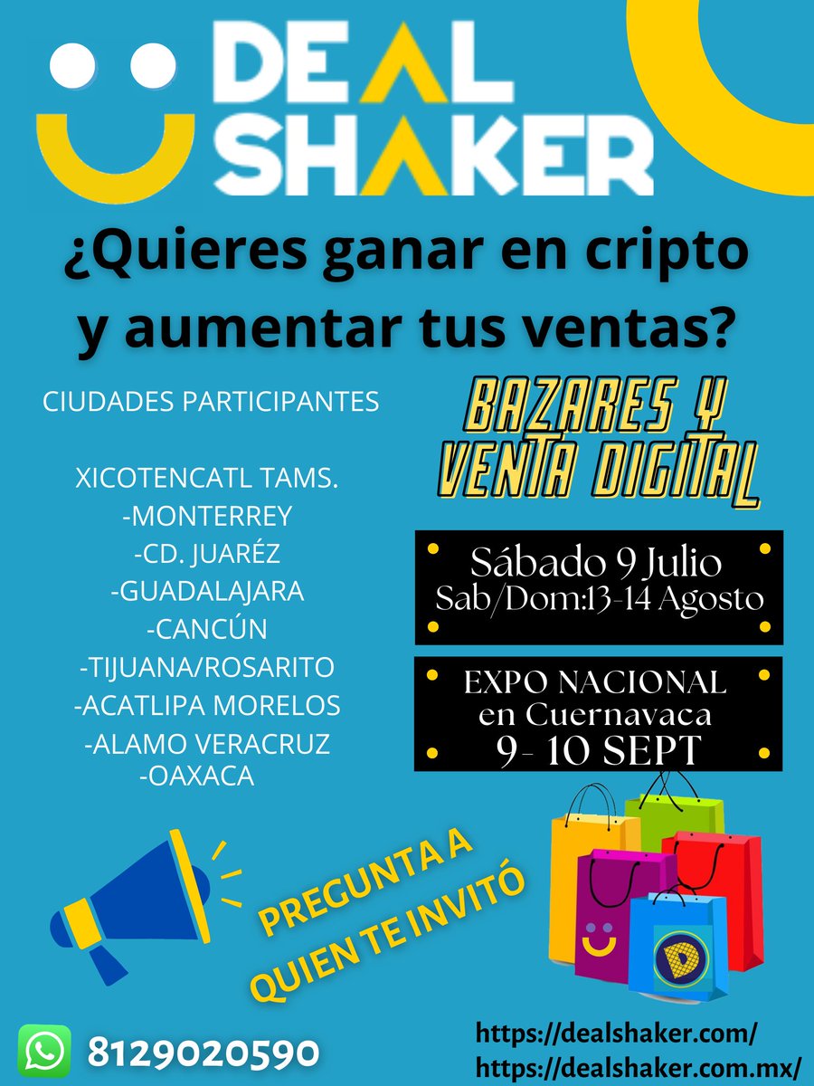 ecosystem_one's tweet photo. No puedes perderte de este gran evento y la gran variedad de artículos ,te sorprenderás con la usabilidad de nuestra moneda One . 🎁📦🛍 

Participa y Regístrate 📢   8129020590

🎉BAZAR Y EXPO DIGITAL DEALSHAKER EN MÉXICO 🛒📲🇲🇽

📆Sábado 13 de Agosto y Domingo 14 Agosto https://t.co/yW5J74n6d7