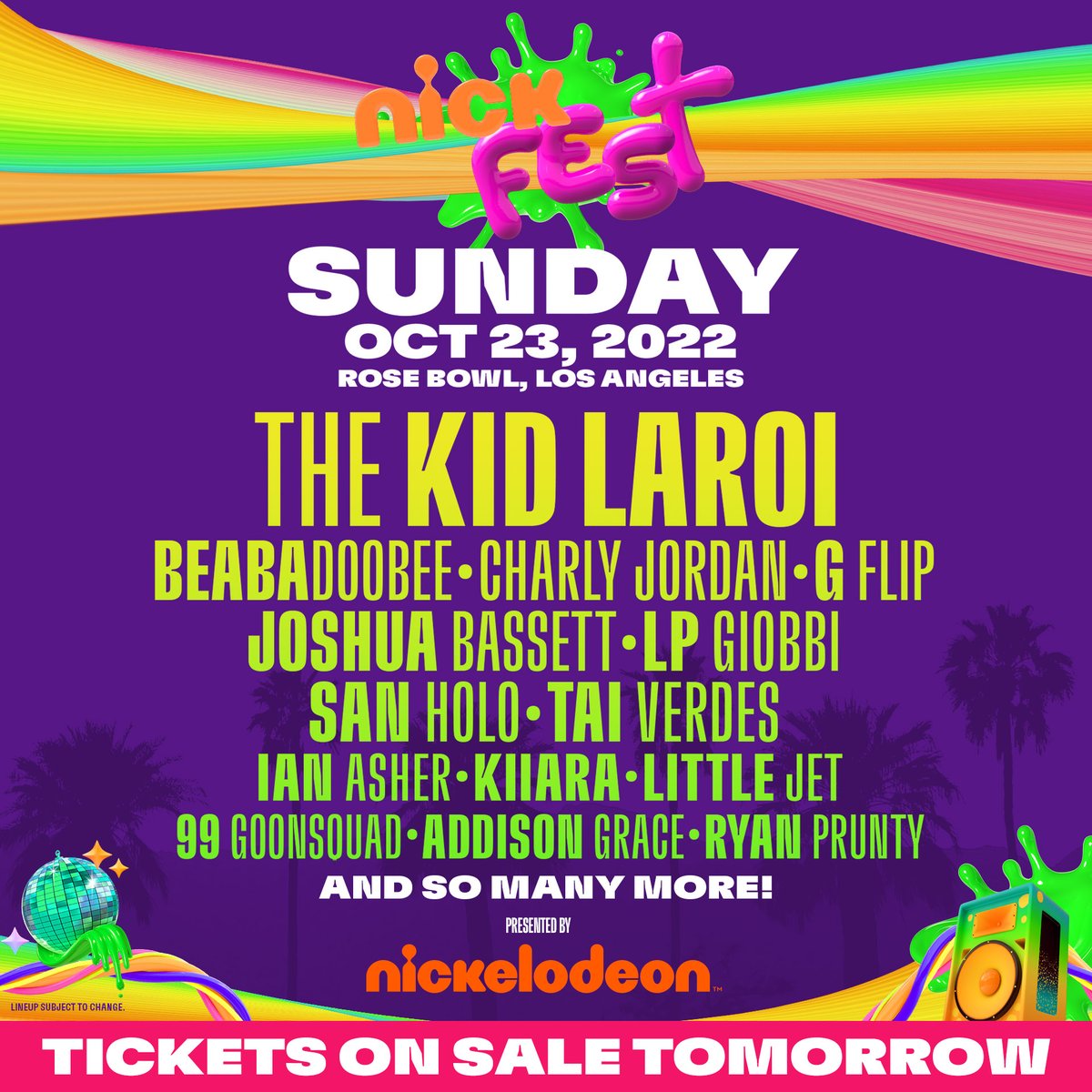 NickFest_Live's tweet photo. Planning your NickFest? Daily lineups are OUT NOW ‼️ Tickets go on sale tomorrow at 10am PT, but you already knew that 🧡 https://t.co/HOK60mMuKN