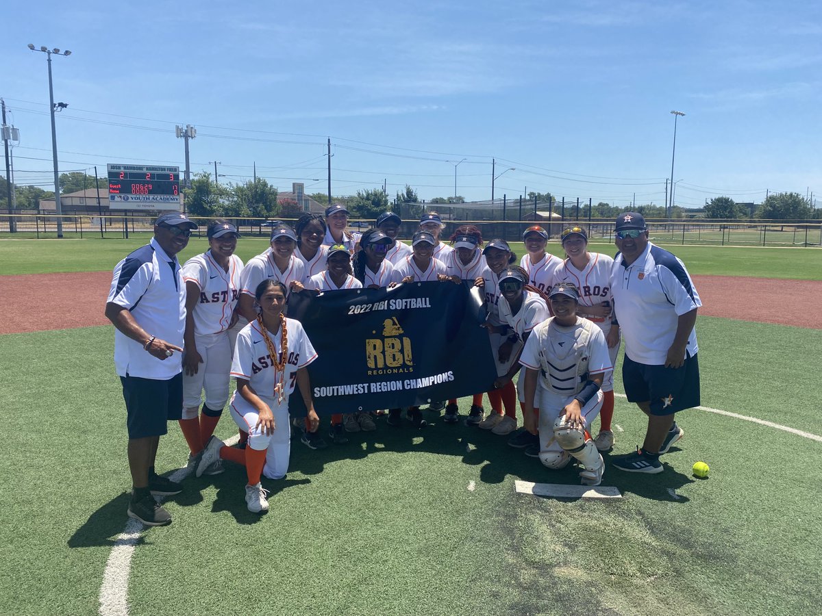 astros's tweet photo. Congratulations to the Astros RBI Softball and Astros RBI Senior Boys teams, who each won their Regional tournaments today in Dallas to advance to the RBI World Series. The RBI WS will be at the Jackie Robinson Complex in Vero Beach, FL in early August. Good luck! https://t.co/LydwWRYesH