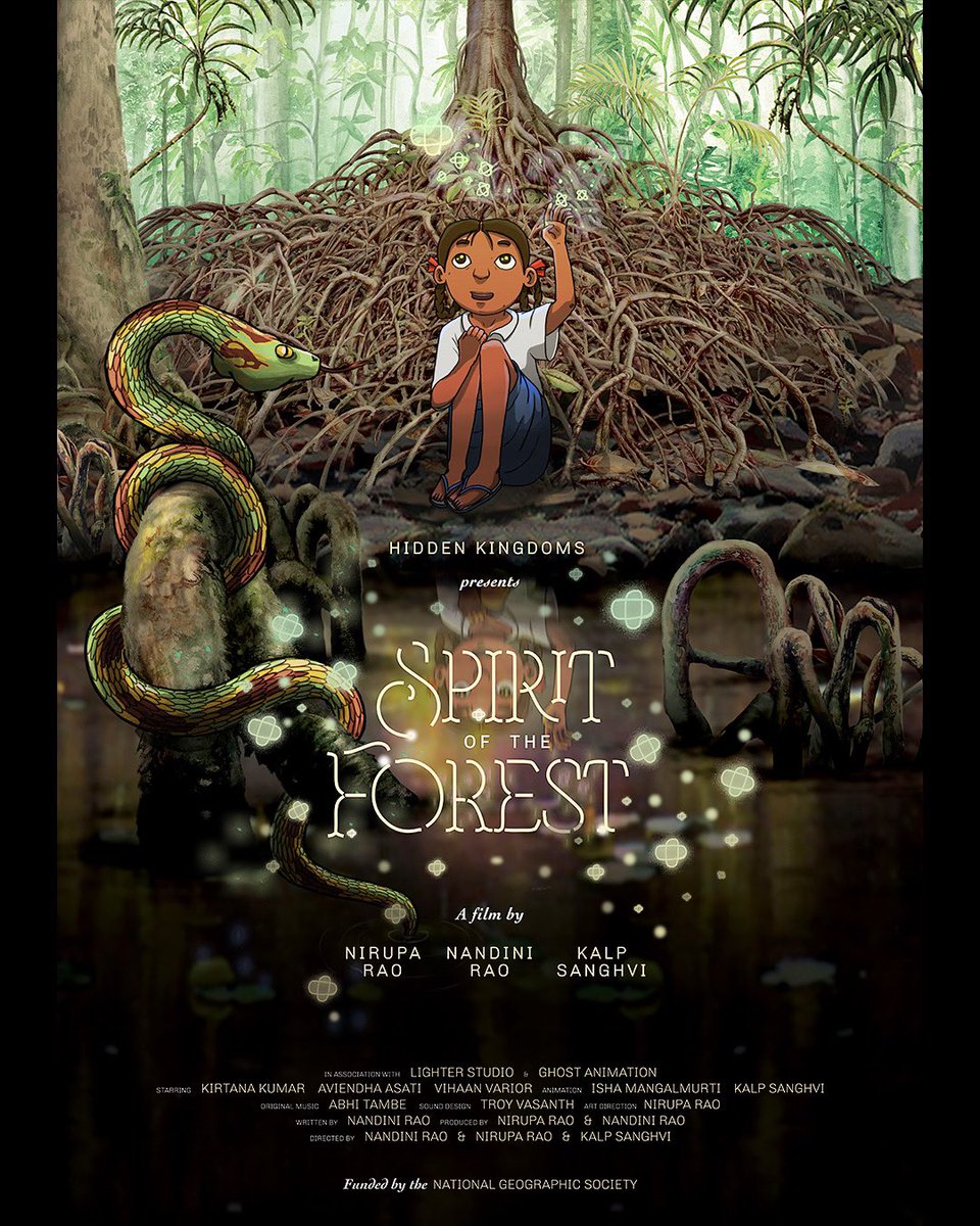 Spirit of the Forest, official poster🌿 
A journey of a little girl through the sacred Myristica swamps and an encounter with an everlasting spirit. 

A beautiful collaboration with <a href="/nirupa_rao/">Nirupa Rao</a> Lighter Collective, funded by <a href="/InsideNatGeo/">National Geographic Society</a> 

#animatedshortfilm #comingsoon