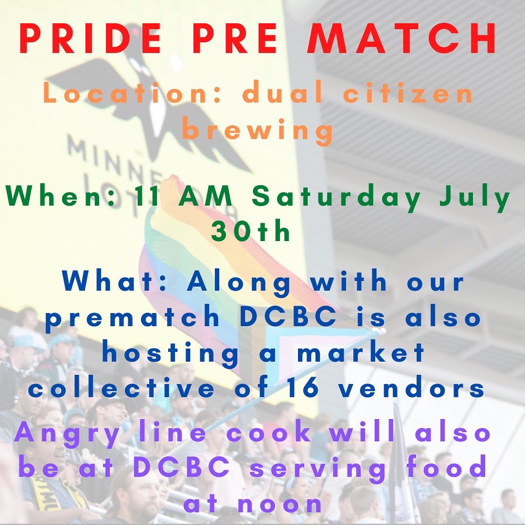 We can not wait for our Pre Match at @DualCitizenBrew on Saturday. Check out the details