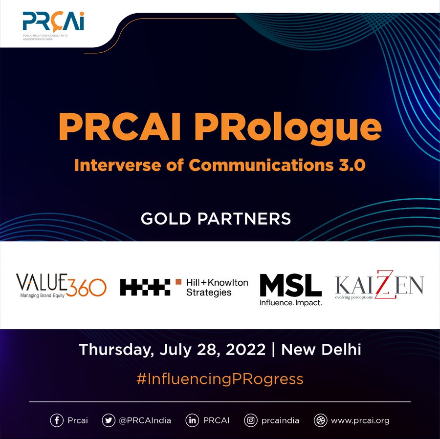 4 interesting 'Learning' events to attend in next 15 days:

1) 🗓️ July 28, 2022 in Delhi 

PRCAI #PRCAIPRologue - Interverse of Communications : 

regd open: connect@prcai.org

#InfluencingPRogress #PublicRelations #PR  1/4