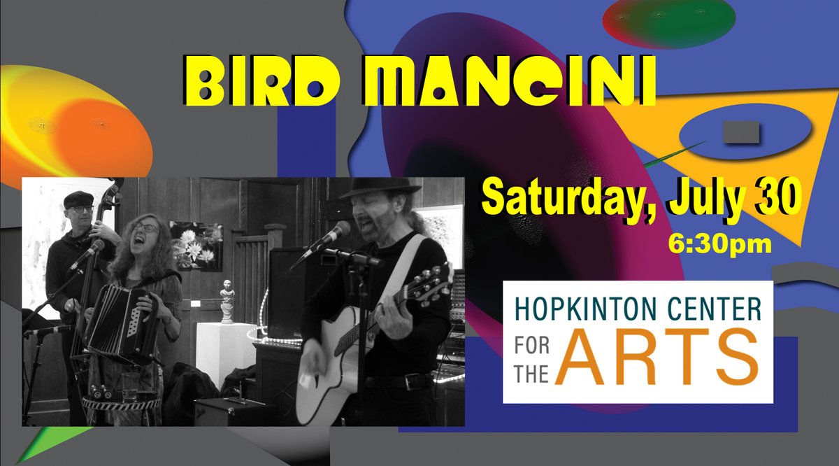 Saturday, July 30, 6:30pm (Rain or Shine)
Hopkinton Center for the Arts
98 Hayden Rowe St., Hopkinton, MA 01748
hopartscenter.org/events-calendar