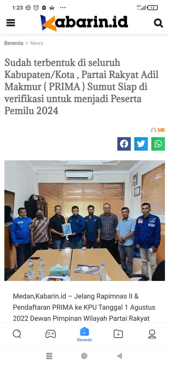 DPW PRIMA Sumut siap verifikasi faktual, siap utk lolis dan InsyaAllah siap untuk Menang. 
#IndonesiaPRIMA
#MenangkanPancasila