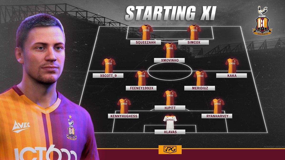 Bradford City eSports (@bcafcesports) on Twitter photo Hoping for a better week after last weeks poor show! Here is our opponents for tonight & how we lineup!
<a href="/OfficialVPG/">Virtual Pro Gaming</a> #Bantams #BCAFC
GFX 🎨-<a href="/xMovinho_/">xMovinho 🇩🇪</a> 🤝 Hoping for a better week after last weeks poor show! Here is our opponents for tonight & how we lineup!
<a href="/OfficialVPG/">Virtual Pro Gaming</a> #Bantams #BCAFC
GFX 🎨-<a href="/xMovinho_/">xMovinho 🇩🇪</a> 🤝