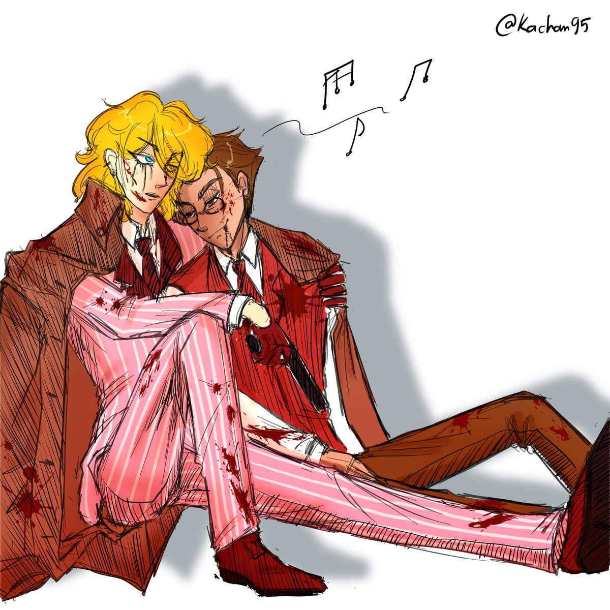 KaChan95's tweet photo. One last song 🎵

Redraw from a draw from 1 year ago (old draw in the comment).

#HazbinHotel #HazbinHotelFanart #Radiodust #Radiodust_HumanAU #HazbinHotelAngelDust #HazbinHotelAlastor https://t.co/5BLhJD7i0W