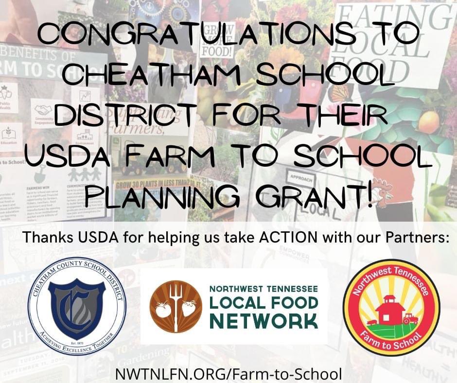 CCBOE's tweet photo. The U.S. Department of Agriculture has awarded the Cheatham County School District a Farm to School planning grant! More details can be found at https://t.co/wmQSngXMDb. #ccsdtn https://t.co/Td4ThOJ7s7